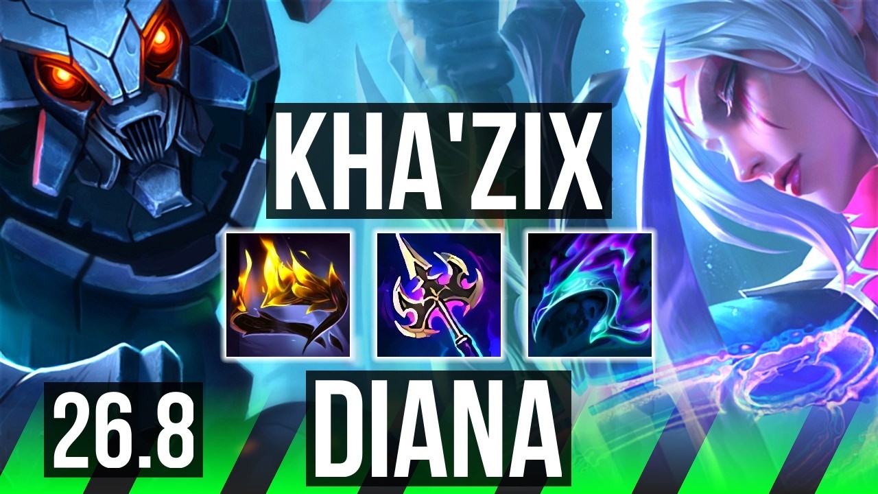 KHA’ZIX vs DIANA (JGL) | Good KDA: 24/1/7, 44K Dano | EUW Mestre | 26.8
