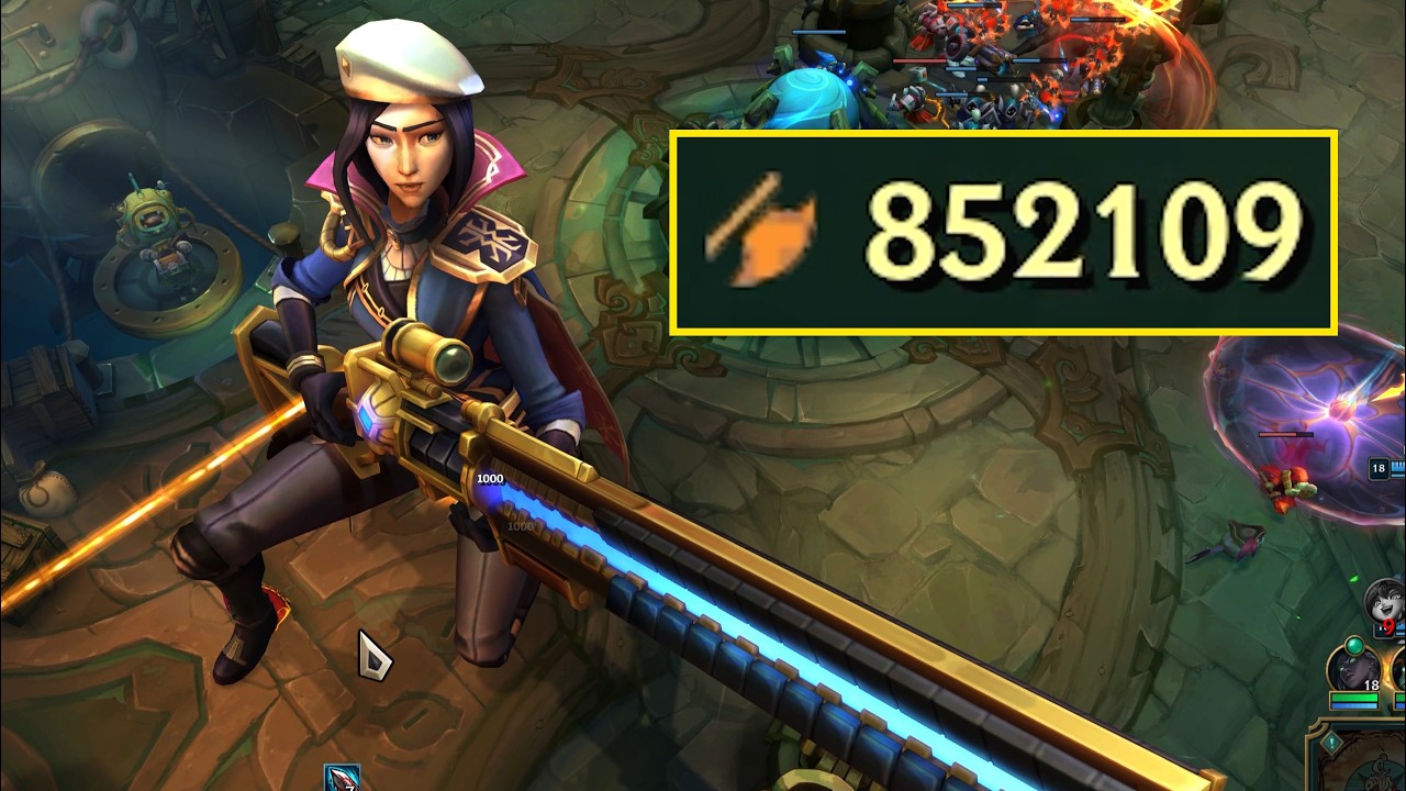Caitlyn gigante no modo ARAM: Discordem do League of Legends.
