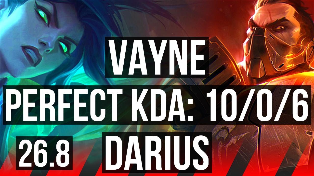 VAYNE vs DARIUS (TOP) | Perfect KDA: 10/0/6 | KR Mestre | 26.8
