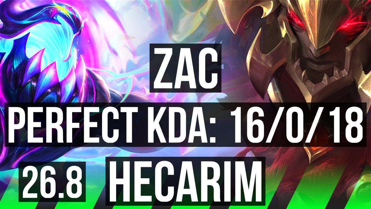 ZAC vs HECARIM (JGL) | Perfect KDA: 16/0/18 | KR Diamante | 26.8