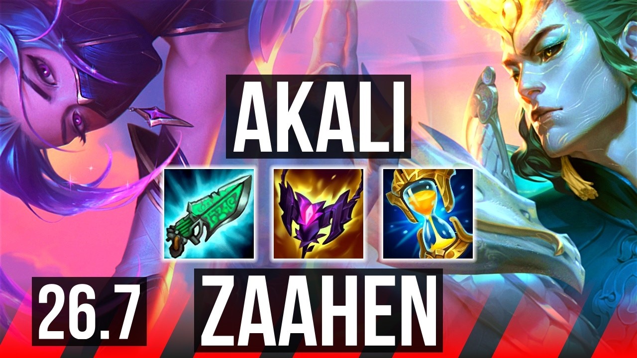 AKALI vs ZAAHEN (TOP) | 47K Dano | KR Diamante | 26.7
