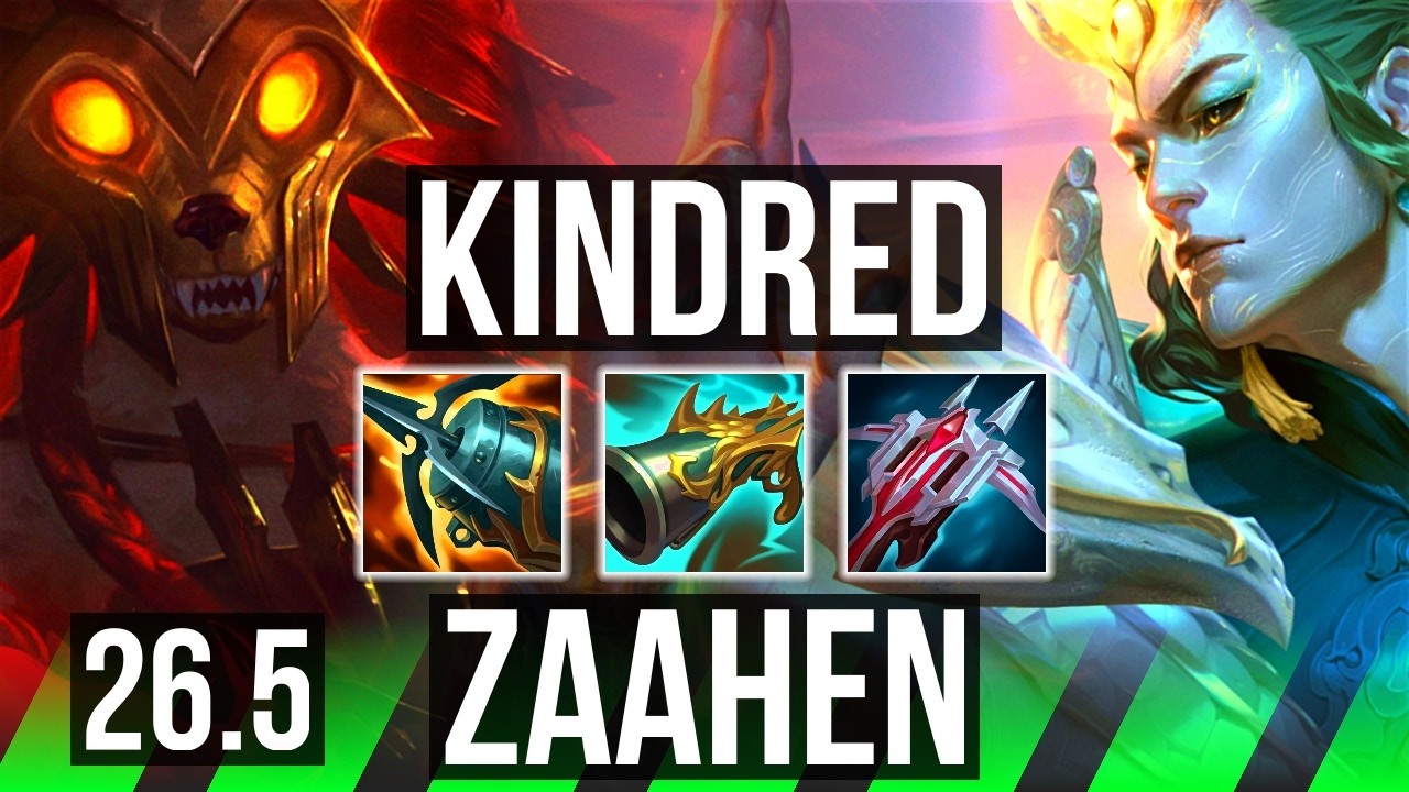 KINDRED vs ZAAHEN (JGL) | Good KDA: 18/1/9 | KR Diamante | 26.5