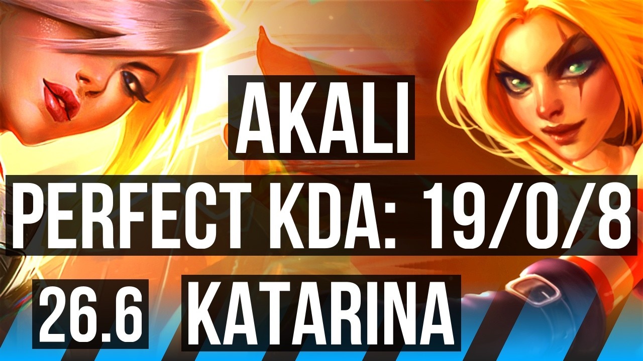 AKALI vs KATARINA (MID) | Perfect KDA: 19/0/8 | EUNE Mestre | 26.6