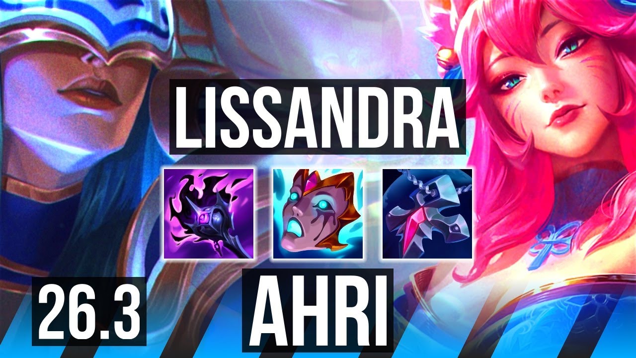 LISSANDRA vs AHRI (MID) | 8k gold Retorno, 41K Dano | KR Grão-Mestre | 26.3