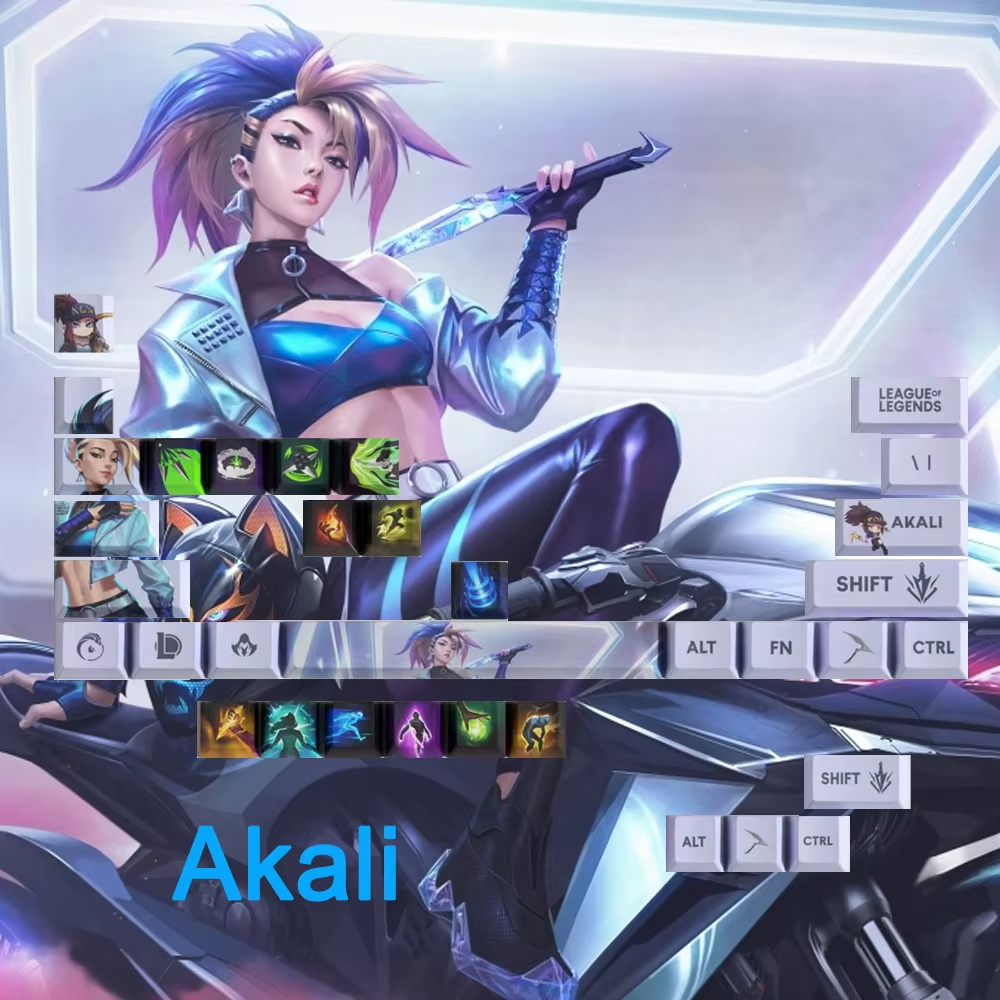 34 Keys League of Legends PBT Key Cap Kawaii Periphery OEM Keycap Adorkable Tabletop Decoration Gift Akali Ashe Briar Thresh Lux
