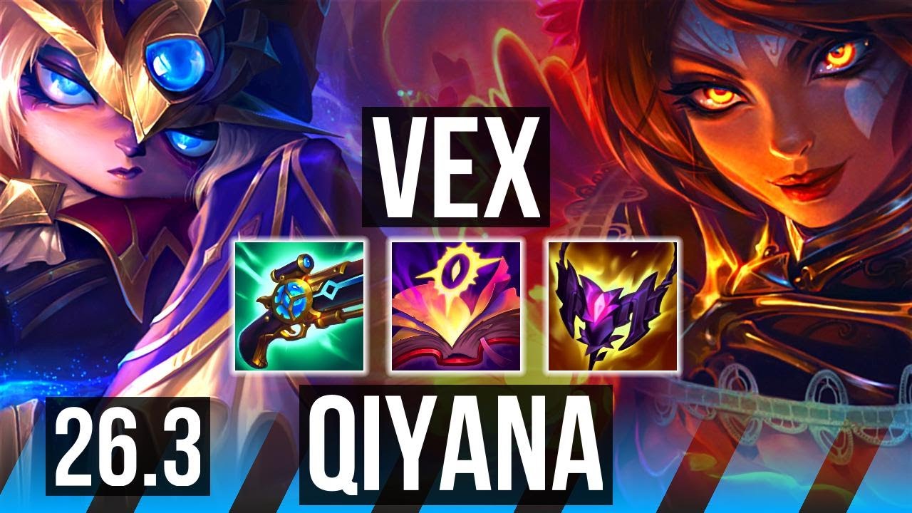 VEX vs QIYANA (MID) | 62K Dano, Good KDA: 26/3/9 | KR Mestre | 26.3
