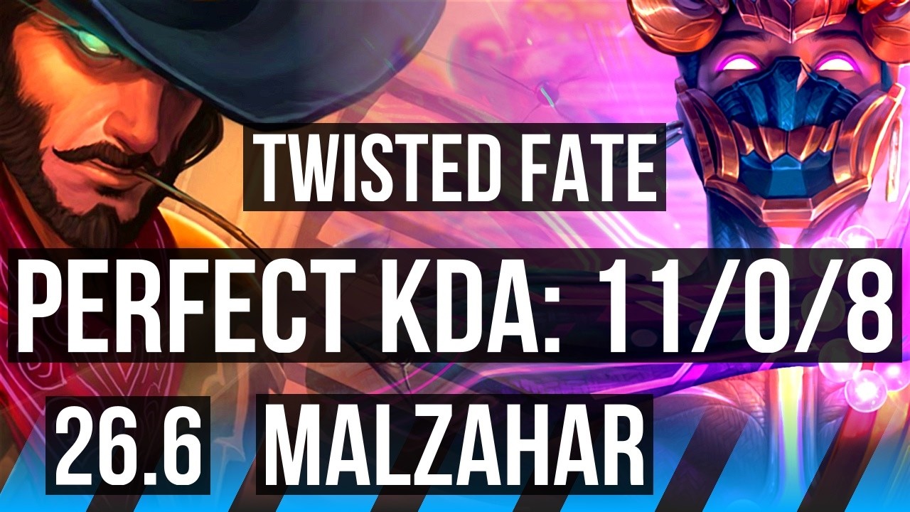 TWISTED FATE vs MALZAHAR (MID) | Perfect KDA: 11/0/8 | KR Mestre | 26.6