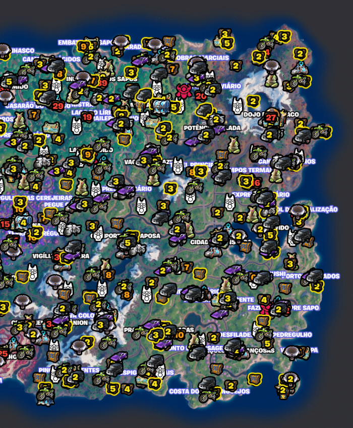 Drops de Cada Local no Mapa