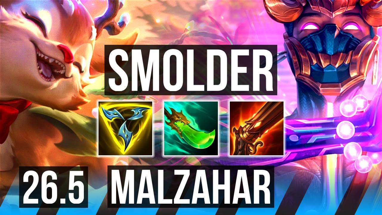 SMOLDER vs MALZAHAR (MID) | 80K Dano, Good KDA: 14/4/18 | EUW Mestre | 26.5