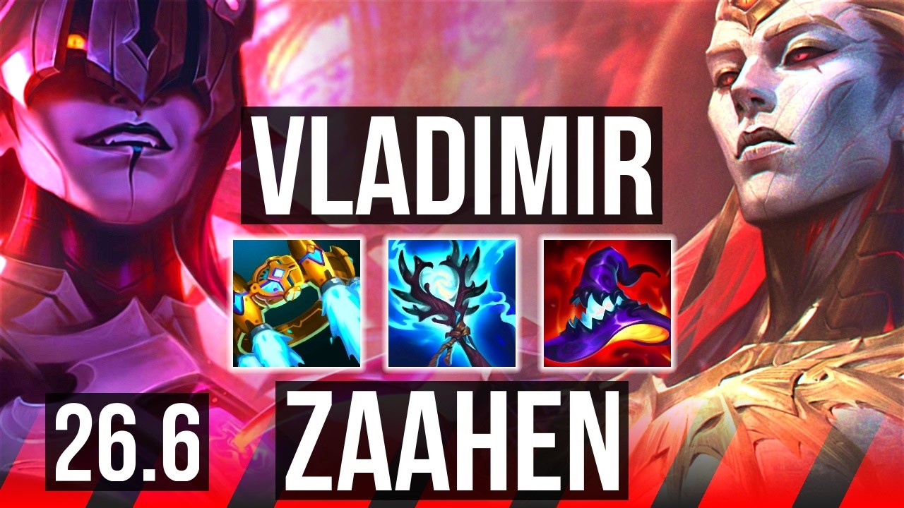 VLADIMIR vs ZAAHEN (TOP) | Good KDA: 18/2/7 | KR Mestre | 26.6